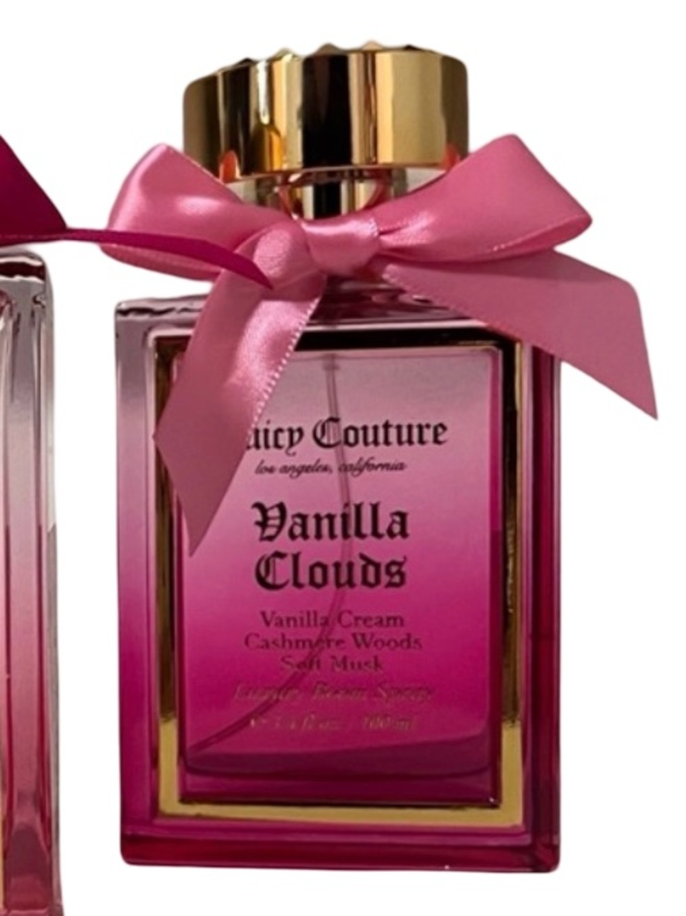 Juicy Couture NWT Classic Juicy Pink Glass Room Spray Trio with Pink Bows - Picture 5 of 9